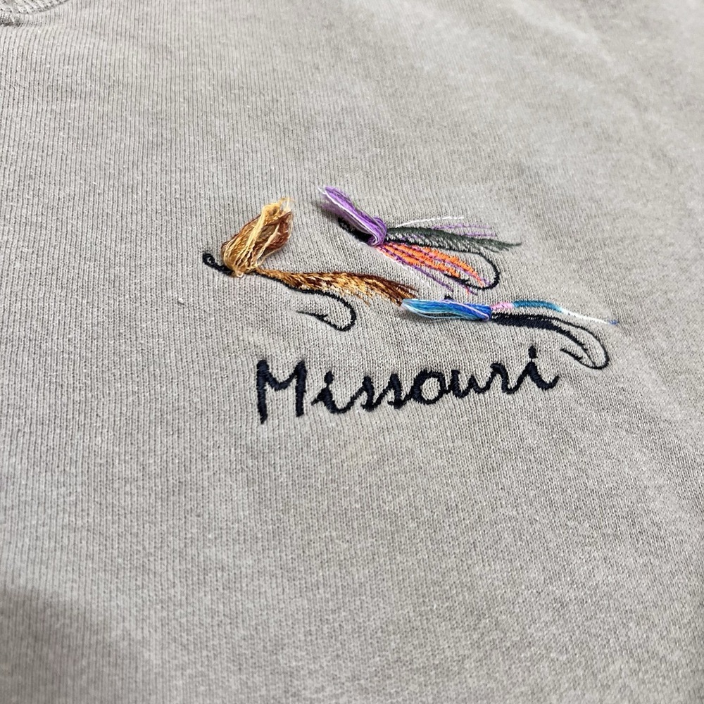 Vintage Fly Fishing Sweatshirt XL 90s Heavyweight‎ Crewneck Fishing Lures EUC - Picture 2 of 6